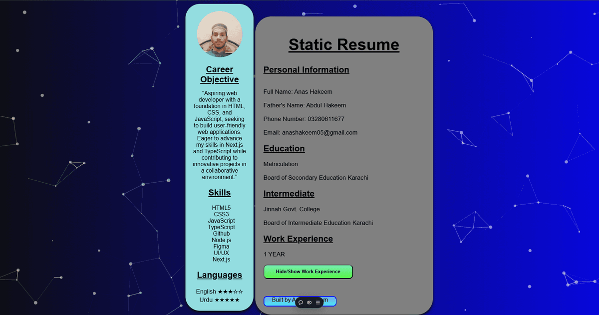 Static Resume 🎨💼 💡 🔥